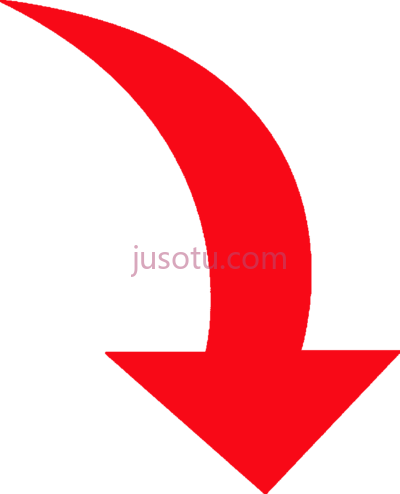 红色弯曲箭头,red curved arrow PNG