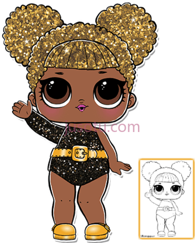 惊喜娃娃,glitter queen bee coloring page PNG
