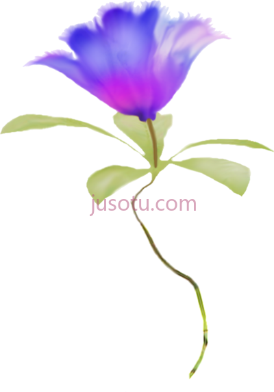 蓝色水彩花,blue real pencil and in color watercolor flowers border PNG