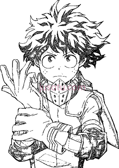我的英雄学院绿谷出久,deku izuku midoriya para dibujar colorear pintar PNG
