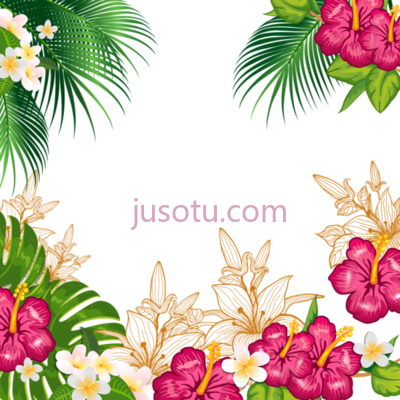 热带植物花边框,fondo tropical fundo de convite PNG