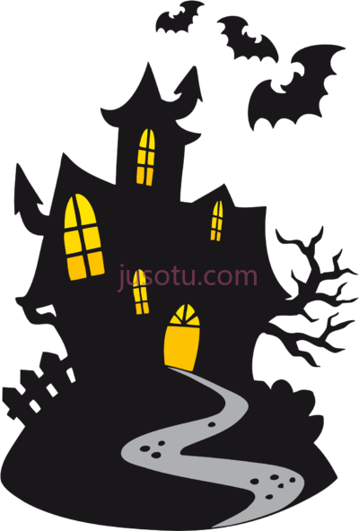 万圣节恐怖鬼屋,happy halloween scary haunted house PNG