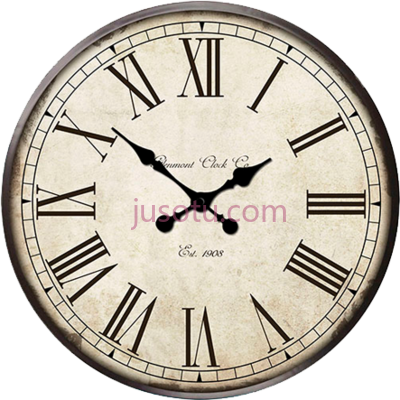 悬挂式圆形古董钢制挂钟,hanging rounded antique battery powered steel wall clocks PNG