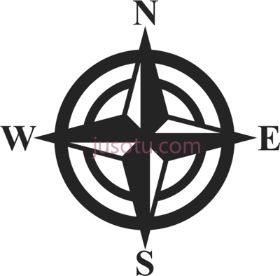 经典指南针,classic compass directions rubber stamp PNG