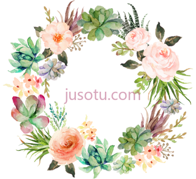 结婚请柬纸水彩花环,wedding invitation paper watercolor painting wreath PNG