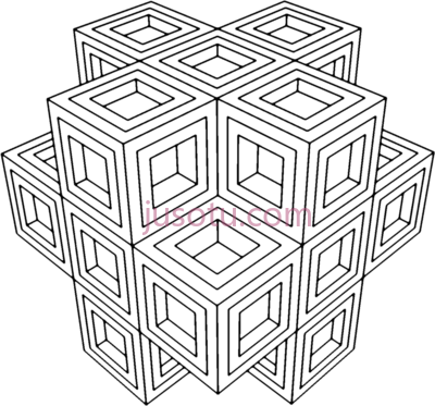 几何立体形状,geometric art coloring pages PNG