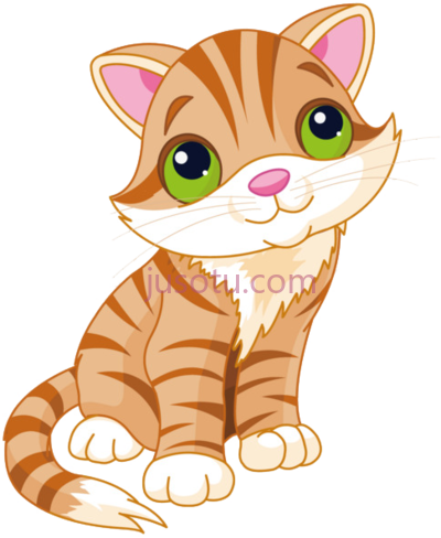猫,cat cartoon black and white PNG