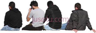 团体坐姿,natives group sitting cutout PNG