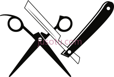 剃刀剪刀理发师,razor and scissors barber PNG