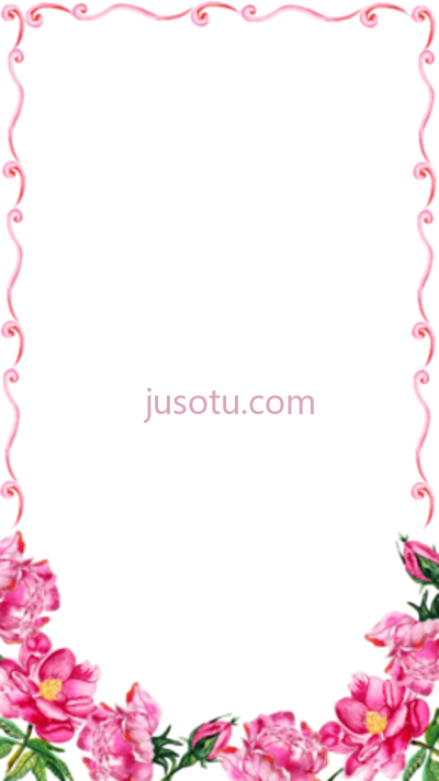 粉红花边,pink flower border PNG