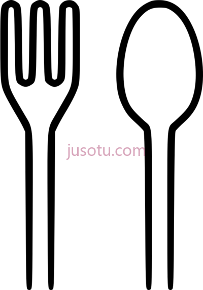 匙叉,spoon fork and black and white PNG