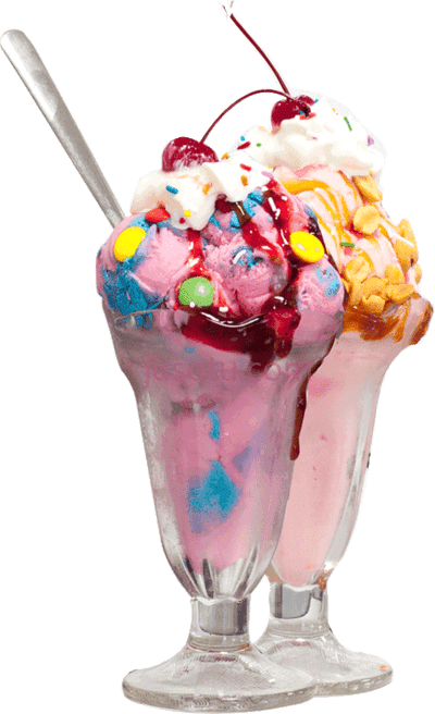 冰淇淋,three flavours ice cream sit under two slices PNG