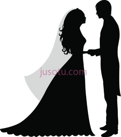 婚礼夫妇,wedding party silhouette etsy PNG