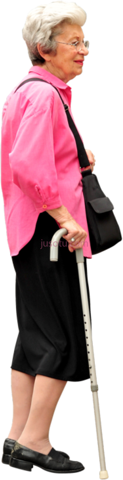 老太太拄拐杖走,elderly lady walking stick ed yourdon cc attribution PNG