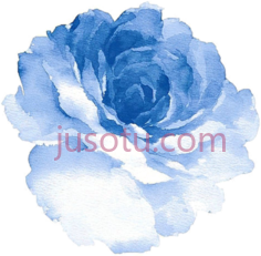 蓝色水彩花PNG