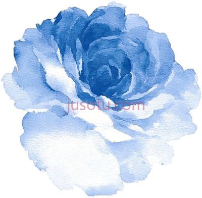 蓝色水彩花,blue watercolor flowers PNG