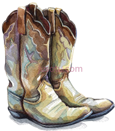 牛仔靴,boot watercolor painting shoe PNG