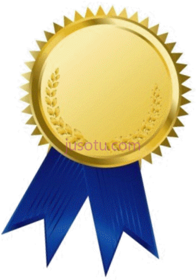 金牌蓝丝带,gold medal blue ribbon PNG
