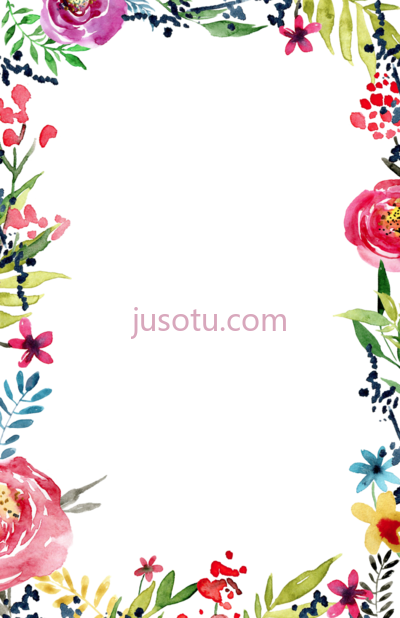 花边水彩,border floral watercolor PNG