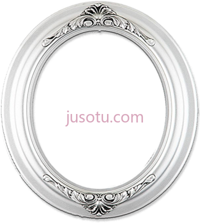 椭圆形银框,oval frame silver PNG