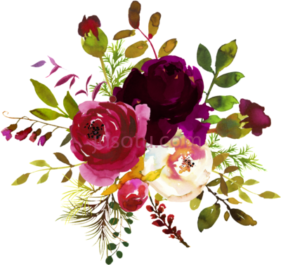 勃艮第花,ink flower decoration burgundy PNG