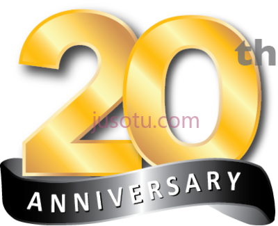 金色20周年纪念,gold 20th black anniversary ribbon underneath PNG