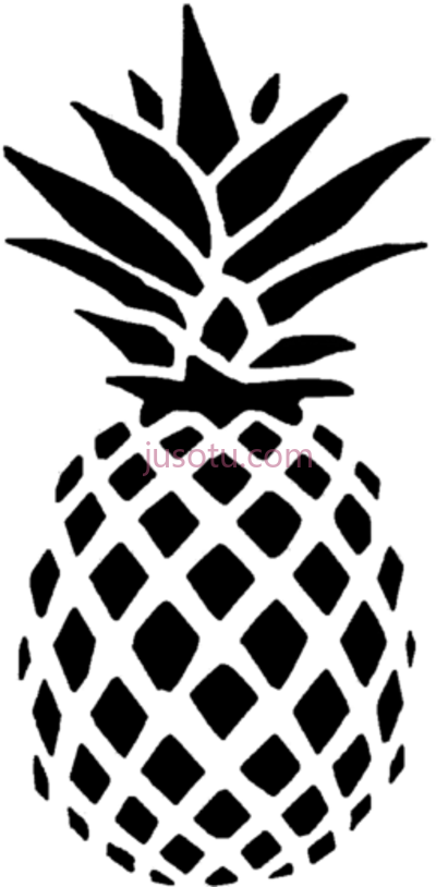 菠萝,black and white pineapple outline PNG