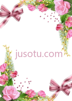 花架粉红玫瑰镜框,pink roses frame PNG