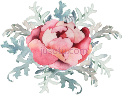 水彩粉绿色花朵,watercolor watercolour pink green flowers PNG