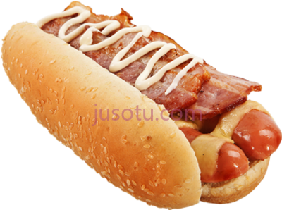 培根芝士热狗,perro mixto hot dog con tocino y queso PNG