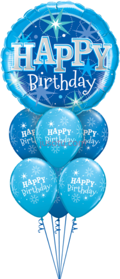 蓝色闪亮生日快乐气球,blue sparkle birthday happy balloons PNG