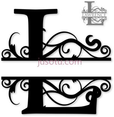 花裂字母L,flourished split monogram l PNG
