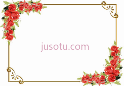 红色花边花架,red floral borders flower frame PNG