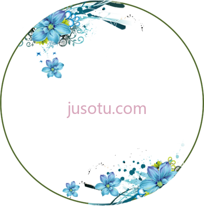 蓝色花圆形框,flowers blue circle frame pink floral PNG
