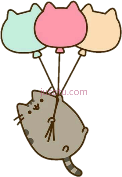 生日快乐胖吉猫气球,happy birthday pusheen cat balloons PNG