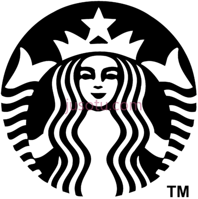 星巴克,starbucks logo black and white PNG