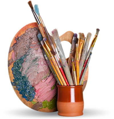 画笔调色板,paint brushes and palette PNG