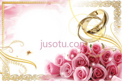婚礼粉色边框,wedding border pink frame PNG