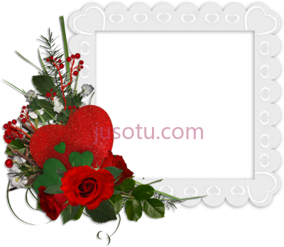 玫瑰花框,beautiful white frame hearts and red PNG