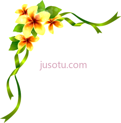 边角花,brush flower corner border PNG