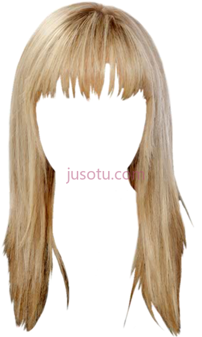长直休闲发型刘海,long straight casual hairstyle blunt cut bangs PNG