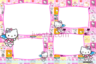 凯蒂猫4展位框架,hello kitty 4r booth frame collage PNG