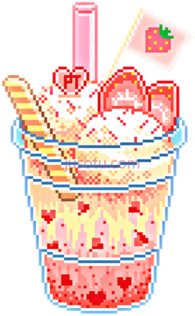 草莓饮料,kawaii pastel pixel PNG