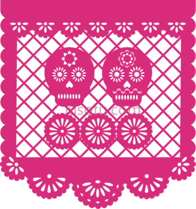 剪纸,papel picado banner dia de muertos PNG