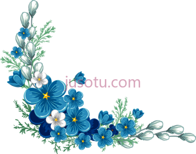 蓝色花边,blue flower border PNG