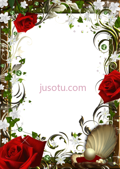 红玫瑰镜框,red rose frame PNG