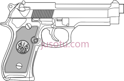手枪,hand gun outline coloring pages PNG