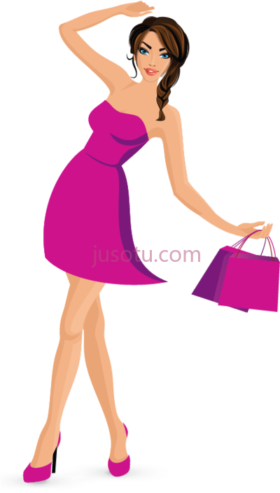 女孩购物标志,girl shopping logo PNG