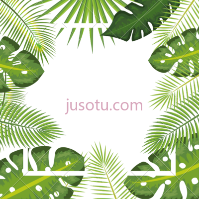 热带叶框,tropical leaves frame PNG