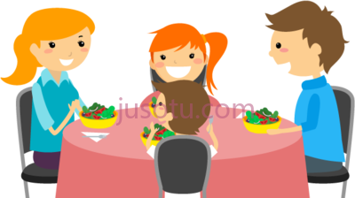 家庭吃晚餐,cartoon family 3 eating dinner kids PNG